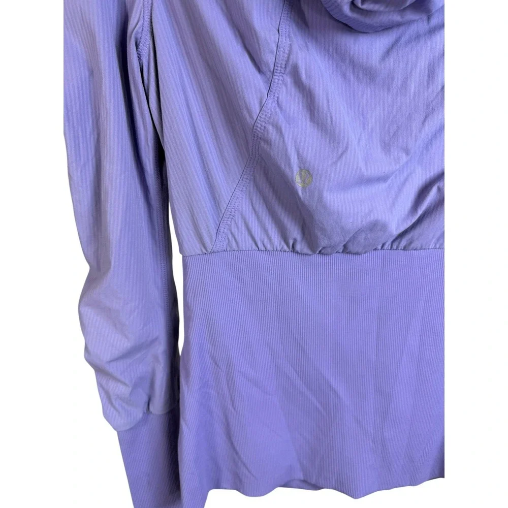 Lululemon Jacket Womens 6 Purple Hooded‎ Full Zip Thumbholes Ruched Pockets Yoga